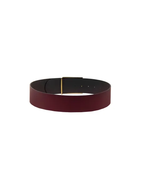 Ceinture taille haute en cuir véritable lisse avec boucle siglée Rinascimento