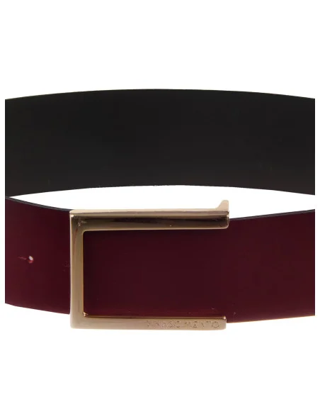 Ceinture taille haute en cuir véritable lisse avec boucle siglée Rinascimento