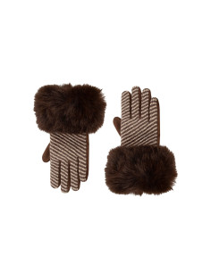 Guanti In Caldo Tessuto A Righe Trasversali Con Polsini In Pelliccia Sintetica Rinascimento