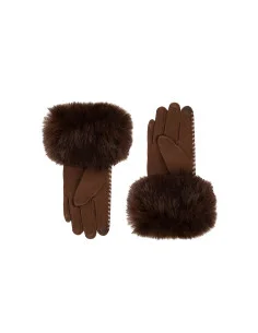 Warm Fabric Gloves with Horizontal Stripes and Faux Fur Cuffs Rinascimento 2