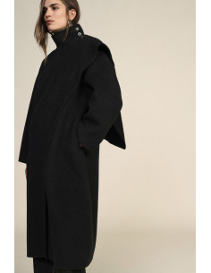 Dixie Long Coat with High Collar and Button Fastening