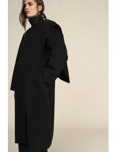 Dixie Long Coat with High Collar and Button Fastening