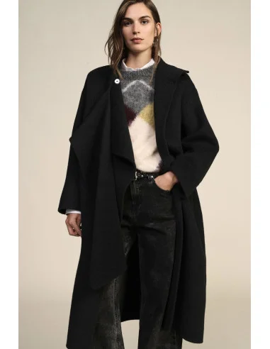 Manteau long à col montant et boutonnage « Dixie »