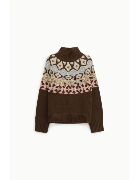 Pull à col rond en jacquard avec applications métalliques Dixie