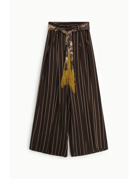 Pantaloni Palazzo A Righe Con Cintura Decorativa Dixie