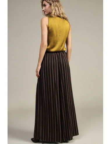 Pantaloni Palazzo A Righe Con Cintura Decorativa Dixie