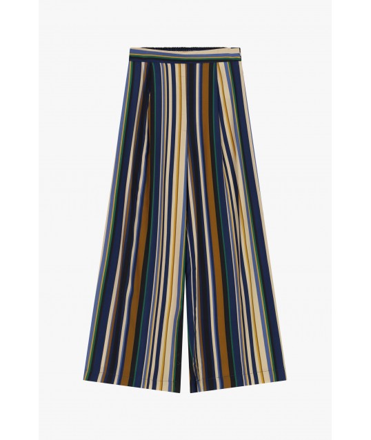 Pantaloni Palazzo A Righe Multicolore A Vita Alta Dixie