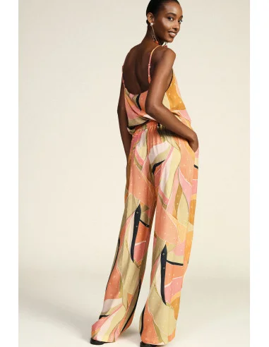 Pantalon palazzo imprimé abstrait à jambes larges Dixie