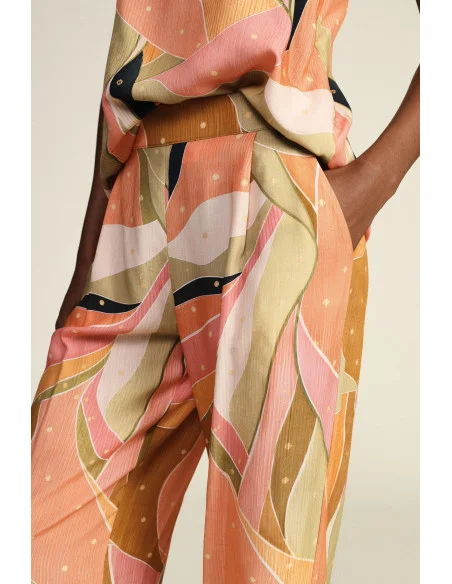 Abstract Print Wide-Leg Palazzo Trousers Dixie