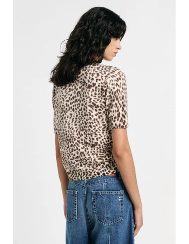 Animal-Print Sweater with Short Sleeves – Please