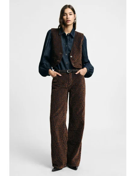 Please High-Waisted Animal Print Palazzo Trousers