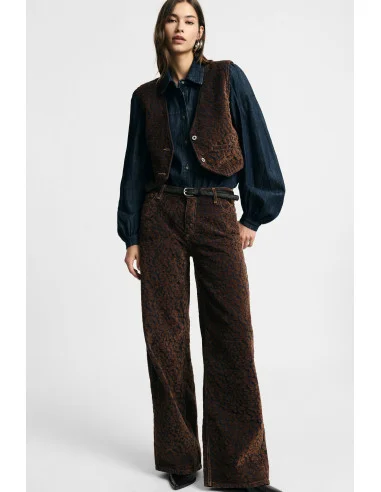 Please High-Waisted Animal Print Palazzo Trousers