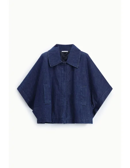 Denim Jacket with Wide Sleeves and Buttons – Please