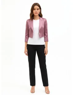 Veste Spencer courte et ouverte en satin avec revers de style Rinascimento