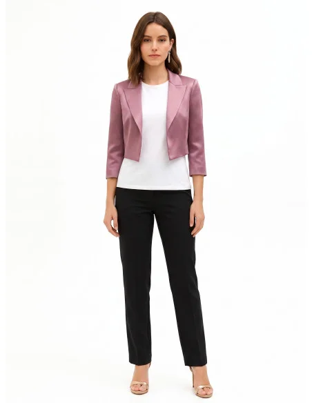 Veste Spencer courte et ouverte en satin avec revers de style Rinascimento