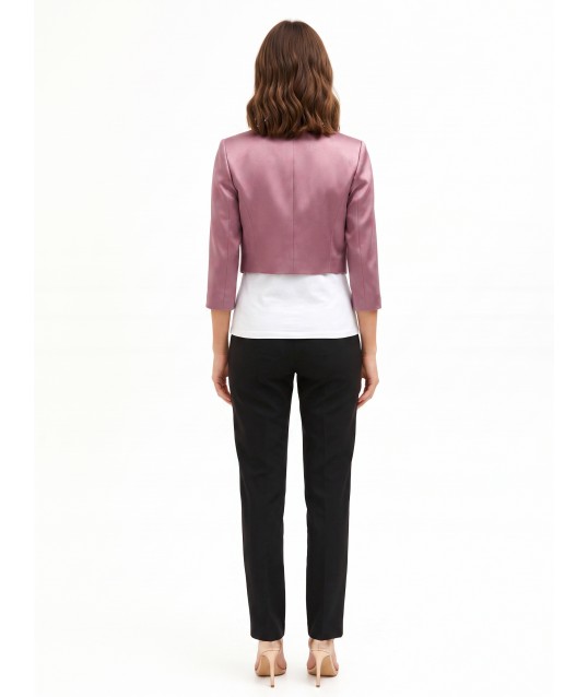 Veste Spencer courte et ouverte en satin avec revers de style Rinascimento