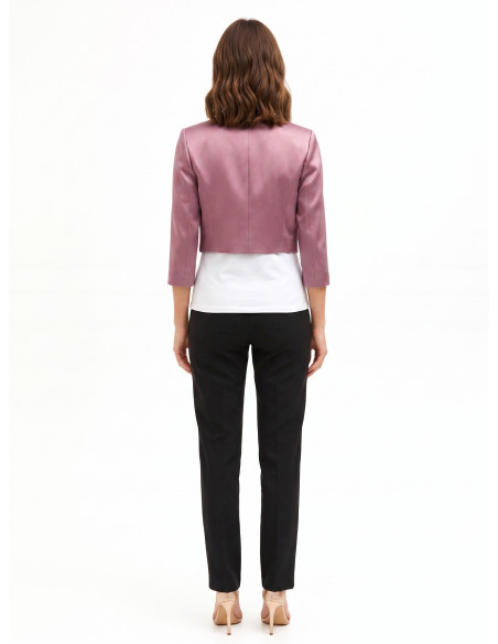 Veste Spencer courte et ouverte en satin avec revers de style Rinascimento