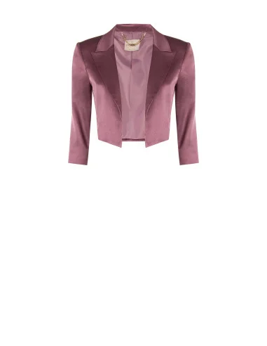 Giacca Spencer Crop Aperta In Raso Con Rever Rinascimento