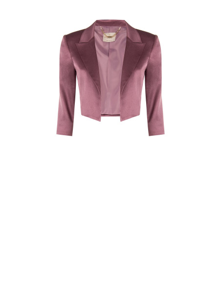 Giacca Spencer Crop Aperta In Raso Con Rever Rinascimento