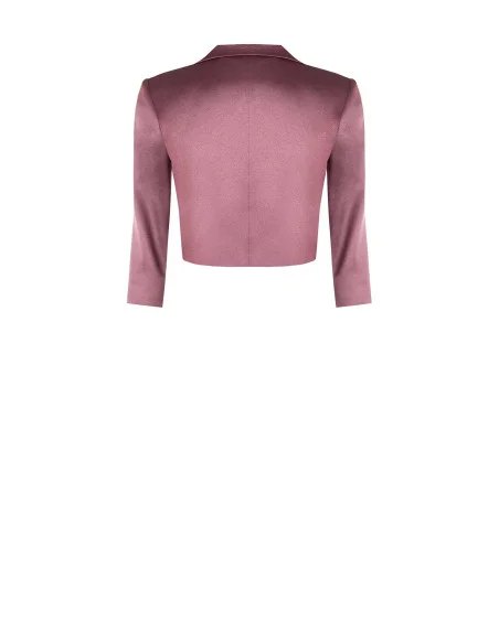 Giacca Spencer Crop Aperta In Raso Con Rever Rinascimento