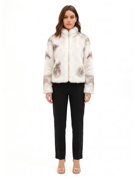 Manteau court en fausse fourrure avec fermeture éclair « Rinascimento »