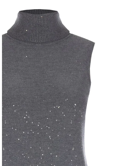 Pull léger sans manches à paillettes « Rinascimento »