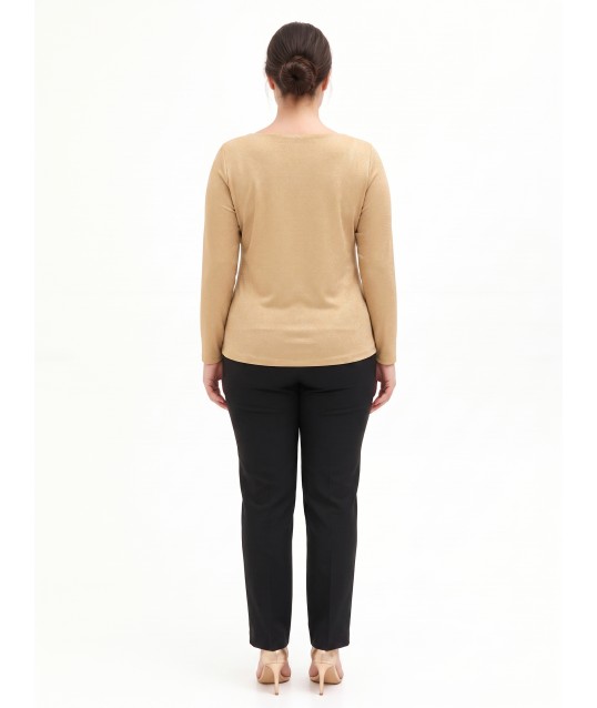 Top Curvy Aderente In Lurex Effetto Glitter Con Scollo Ad Anello Rinascimento Curvy