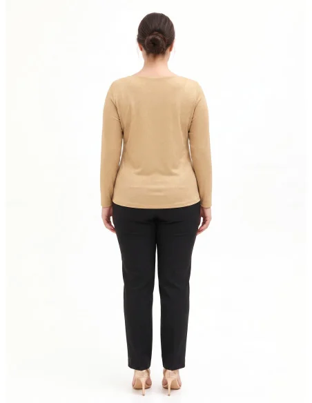 Haut moulant pour femmes rondes en lurex à effet pailleté, avec encolure en anneau « Rinascimento Curvy »