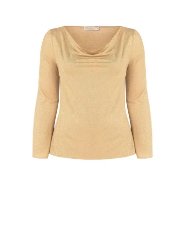 Top Curvy Aderente In Lurex Effetto Glitter Con Scollo Ad Anello Rinascimento Curvy