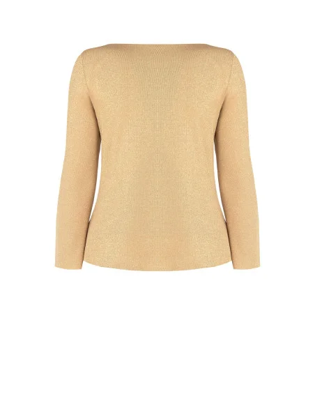 Fitted Curvy Top in Lurex with a Glitter Effect and a Ring Neckline – Rinascimento Curvy