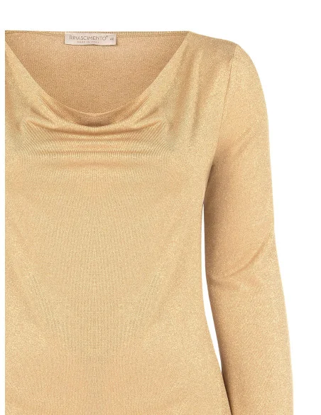 Fitted Curvy Top in Lurex with a Glitter Effect and a Ring Neckline – Rinascimento Curvy