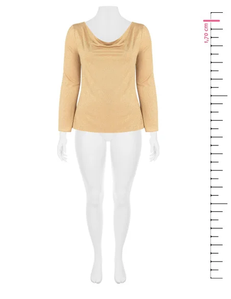 Haut moulant pour femmes rondes en lurex à effet pailleté, avec encolure en anneau « Rinascimento Curvy »