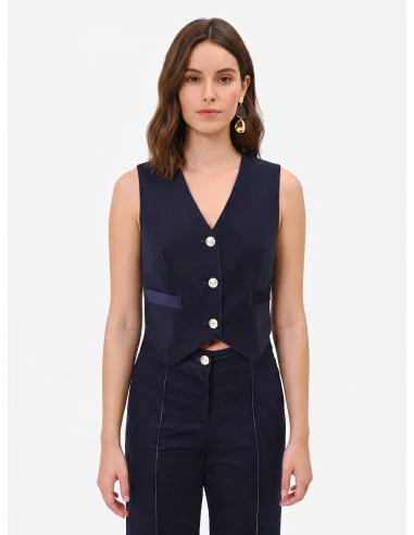 Gilet Corto In Velour Rinascimento