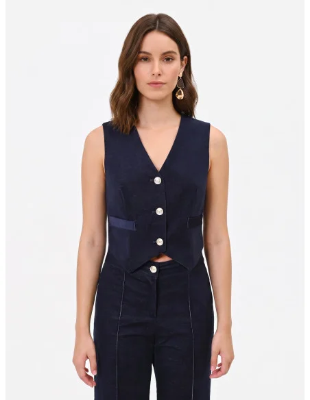 Gilet Corto In Velour Rinascimento