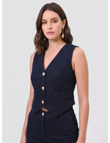 Short Velour Vest Rinascimento
