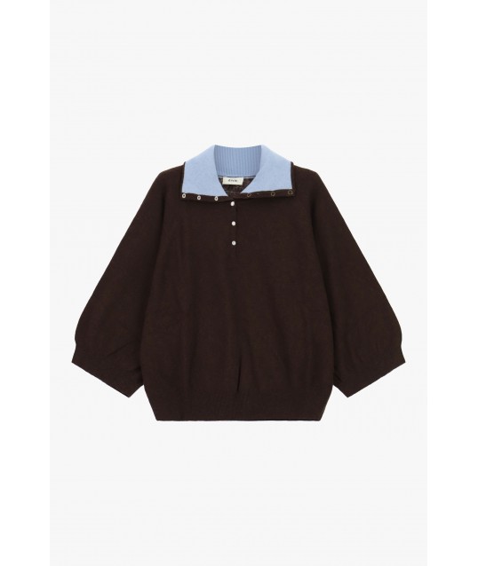 Dixie Jumper with Contrast Collar and Wide Sleeves