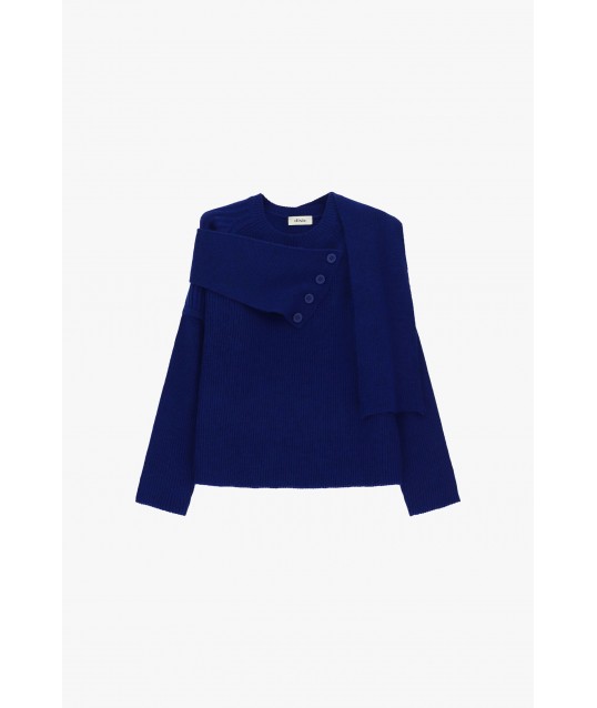 Maglione Girocollo Con Sciarpa Abbottonata Dixie