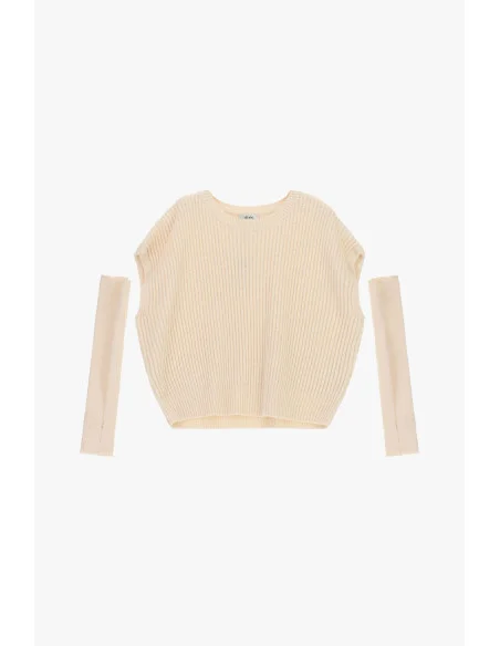 Maglione Smanicato A Costine Con Manicotti Removibili Dixie
