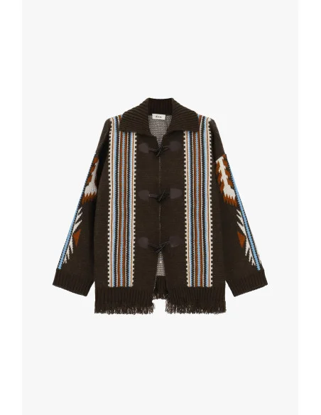Cardigan Con Motivi Geometrici E Frange Dixie