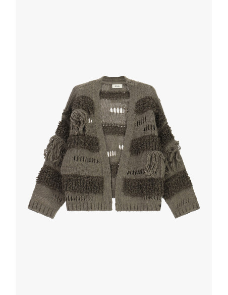 Dixie Cardigan with Embossed Detail and Fringing