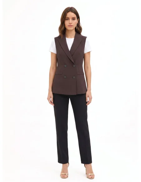 Double-breasted, fitted waist waistcoat in Cadi Rinascimento fabric