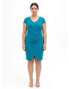 Abito Curvy A Tubino In Scuba Crepe Con Scollo A V Arricciato Su Un Lato Rinascimento Curvy