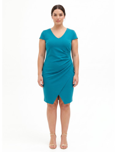 Abito Curvy A Tubino In Scuba Crepe Con Scollo A V Arricciato Su Un Lato Rinascimento Curvy