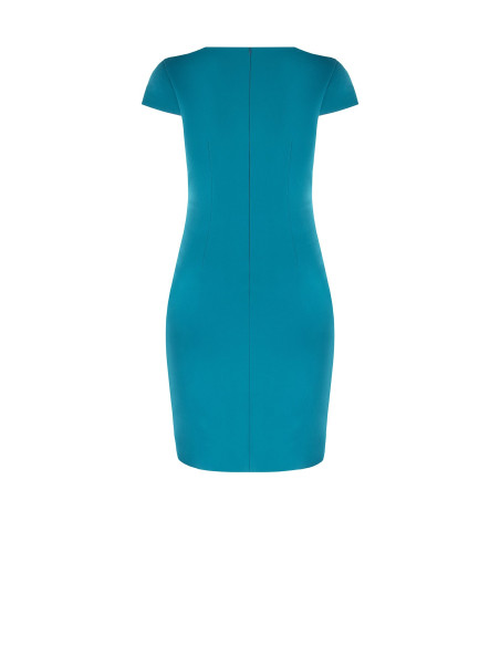 Curvy Scuba Crepe Sheath Dress with V-neck, gathered on one side – Rinascimento Curvy