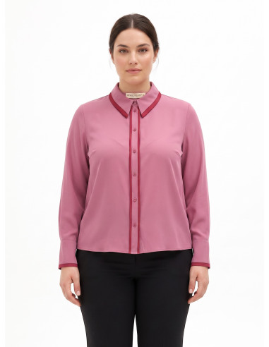 Curvy Shirt in Matt Satin with Contrast Details – Rinascimento Curvy