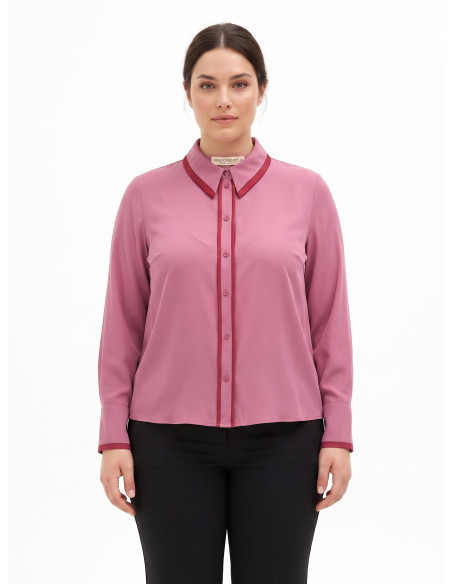 Chemise Curvy en satin mat avec détails contrastés – Rinascimento Curvy