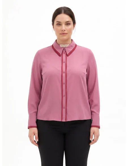 Curvy Shirt in Matt Satin with Contrast Details – Rinascimento Curvy