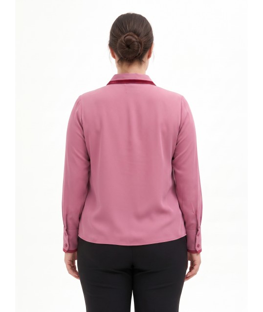 Curvy Shirt in Matt Satin with Contrast Details – Rinascimento Curvy