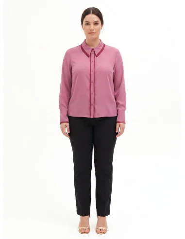 Curvy Shirt in Matt Satin with Contrast Details – Rinascimento Curvy