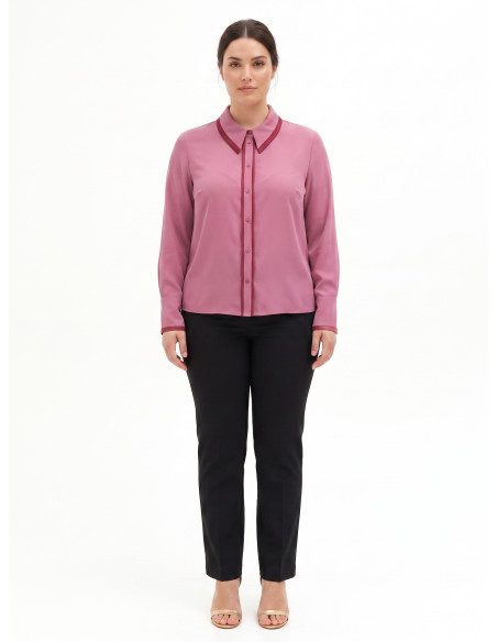 Chemise Curvy en satin mat avec détails contrastés – Rinascimento Curvy